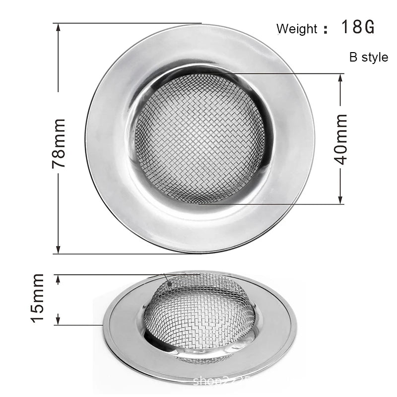 1PCS Kitchen Sink Filter Stainless Steel Mesh Sink Strainer Filter Bathroom Sink Strainer Drain Hole Filter Trap Waste Screen