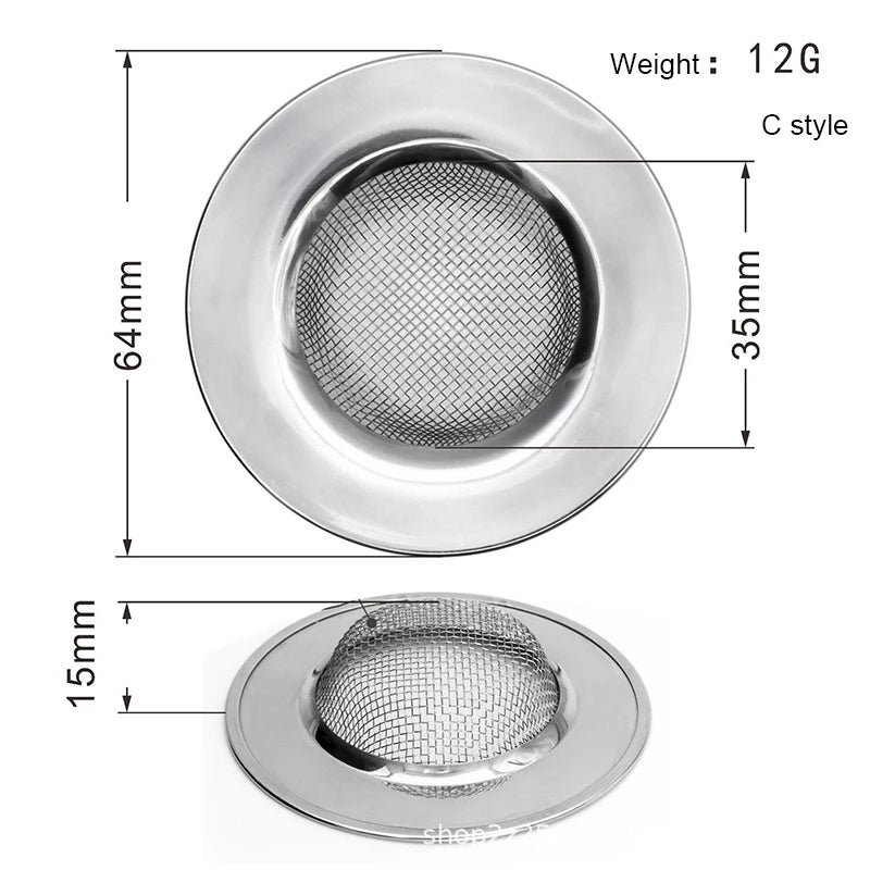 1PCS Kitchen Sink Filter Stainless Steel Mesh Sink Strainer Filter Bathroom Sink Strainer Drain Hole Filter Trap Waste Screen