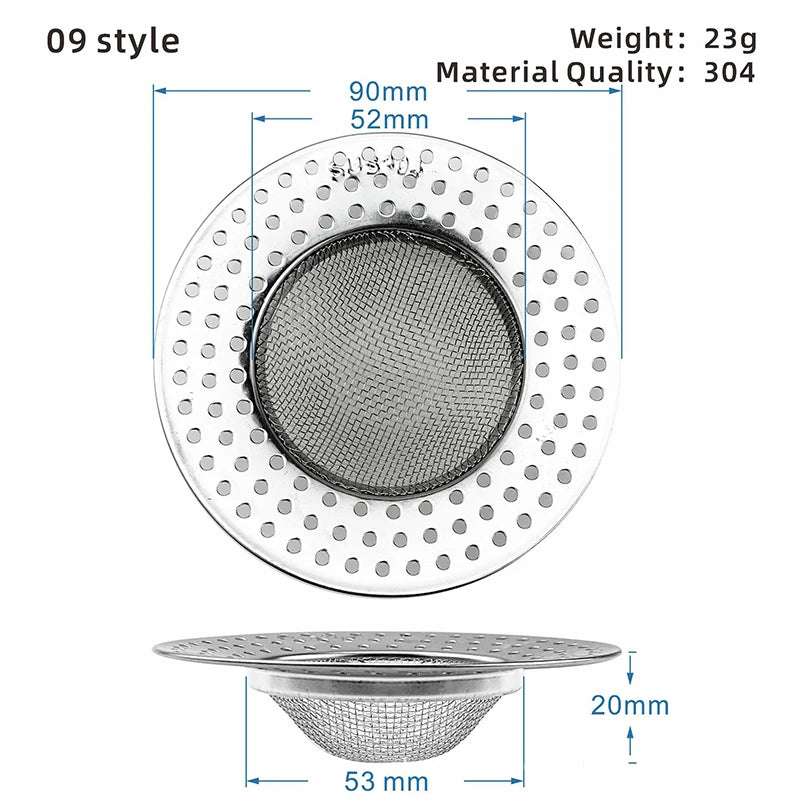 1PCS Kitchen Sink Filter Stainless Steel Mesh Sink Strainer Filter Bathroom Sink Strainer Drain Hole Filter Trap Waste Screen