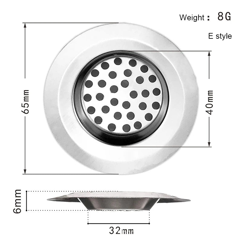 1PCS Kitchen Sink Filter Stainless Steel Mesh Sink Strainer Filter Bathroom Sink Strainer Drain Hole Filter Trap Waste Screen